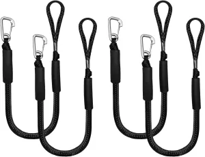 4PCS Bungee Dock Line Fender Lines 2FT with 316 Stainless Clip for Boat Bumper Boat Fender Boat Accessories for Mooring Jet Ski Pontoon Canoe Power Boat