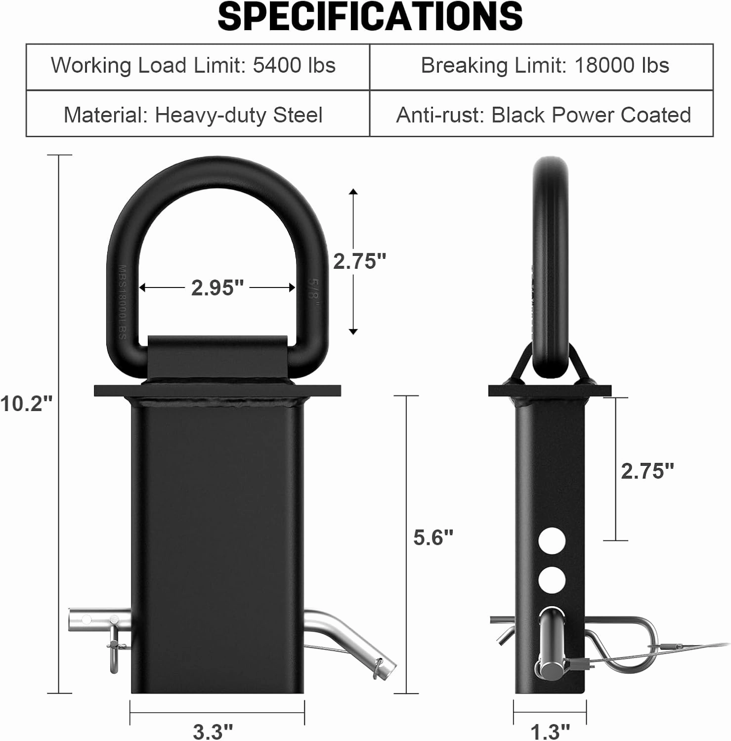 5/8” Stake Pocket Tie Down D Rings,Heavy Duty Trailer D Rings with Anti-Loss Pin, Adjustable Utility Towing D Rings 18000 LBS Capacity for Flatbed Cargo Trucks and Trailers,4 PCS Trailer Accessories
