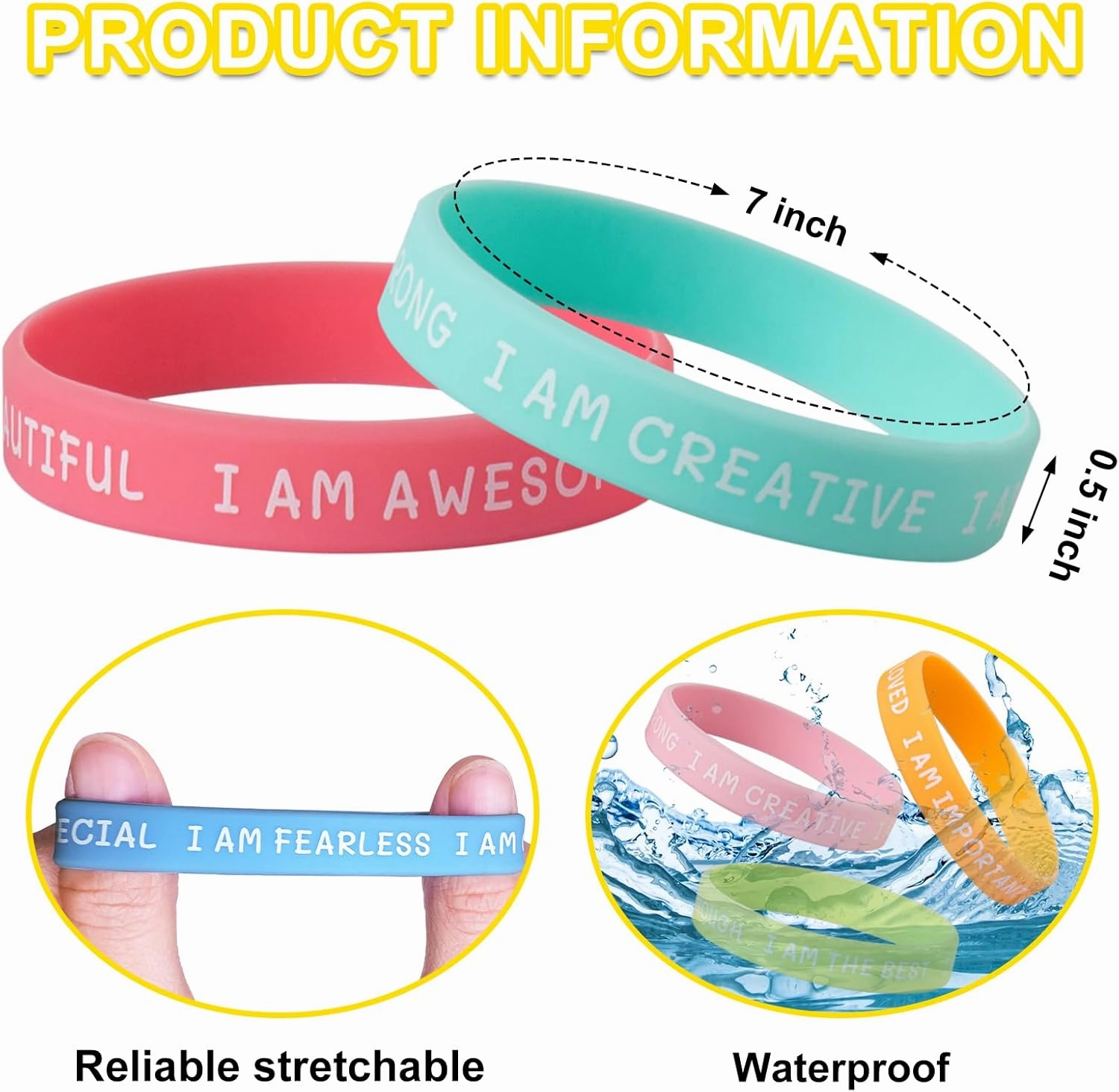 60 Pieces Students Inspirational Wristbands Rubber Bracelets Fun Motivational Wristbands for Kids Students Back to School Gifts