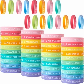 60 Pieces Students Inspirational Wristbands Rubber Bracelets Fun Motivational Wristbands for Kids Students Back to School Gifts