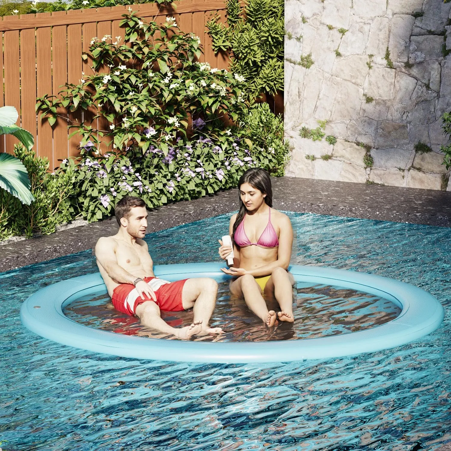 6Ft-12Ft Inflatable Dock Floating Platform, Inflatable Tanning Pool Sunchill Float Ring, Heavy Duty Water Hammock Floats for Adults,Floating Island for Lake Pool Beach Party
