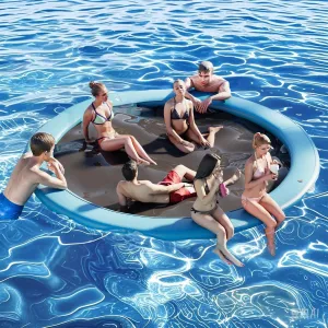 6Ft-12Ft Inflatable Dock Floating Platform, Inflatable Tanning Pool Sunchill Float Ring, Heavy Duty Water Hammock Floats for Adults,Floating Island for Lake Pool Beach Party