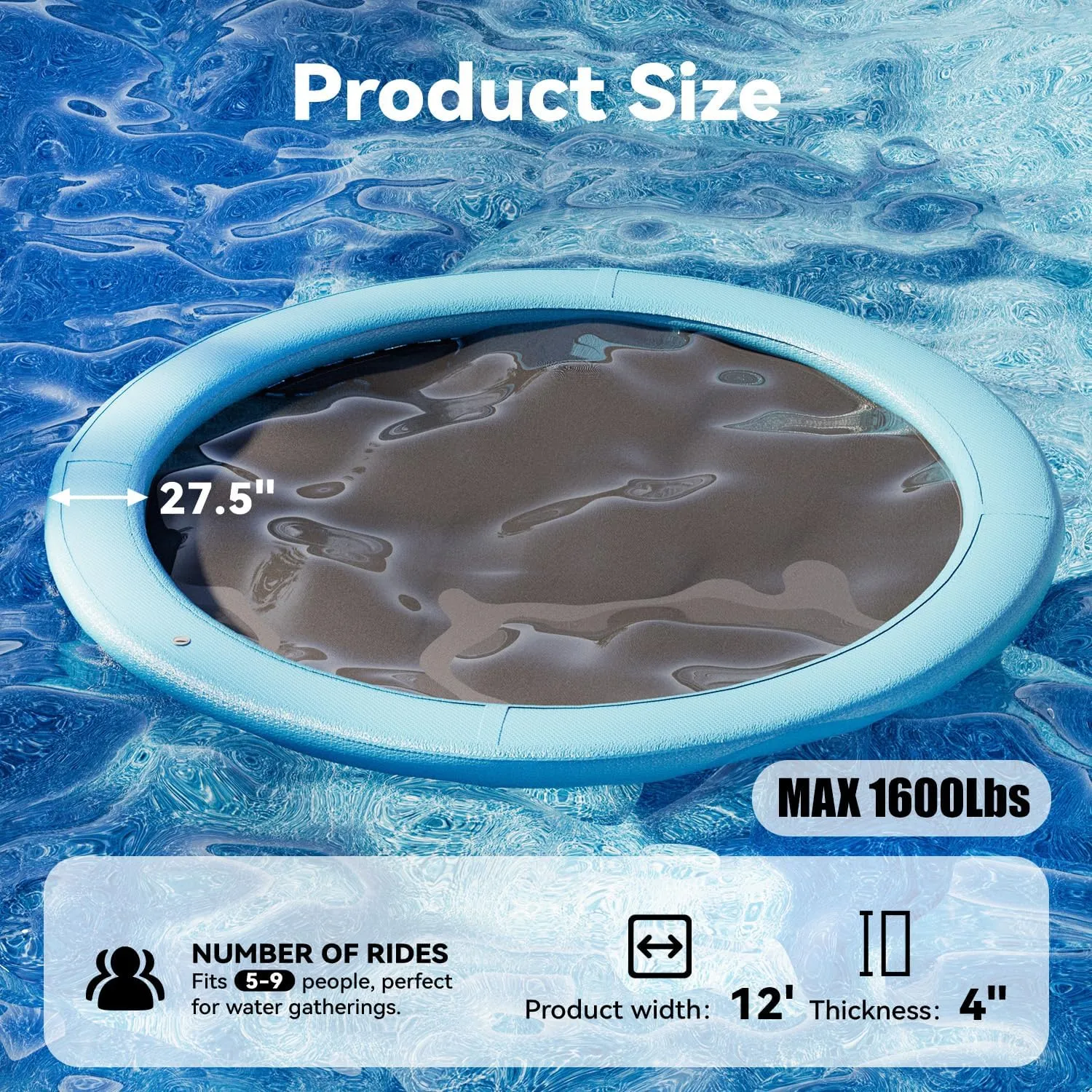 6Ft-12Ft Inflatable Dock Floating Platform, Inflatable Tanning Pool Sunchill Float Ring, Heavy Duty Water Hammock Floats for Adults,Floating Island for Lake Pool Beach Party