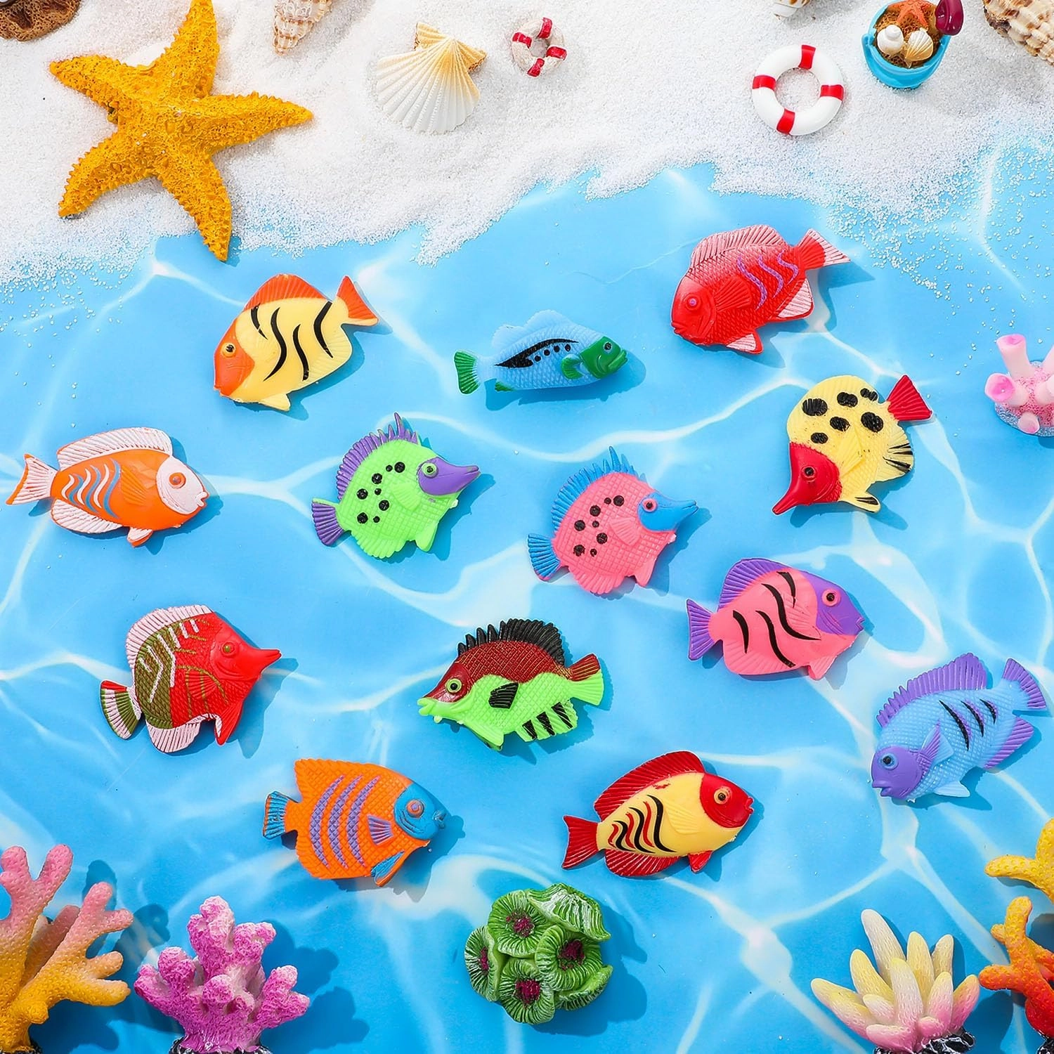 72Pcs Plastic Fish Toys, Tropical Fish, Mini Plastic Fish, Toy Fish Set for Children's Party Supplies and Decoration
