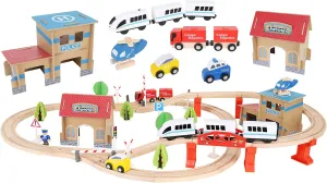 9362 Wooden Toy Train Children's Highway Bucket Top Mountain with Container