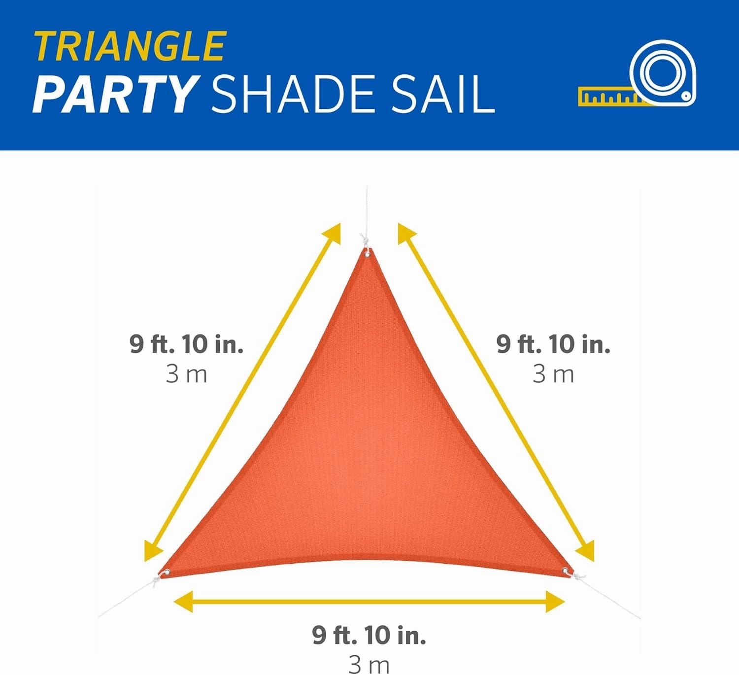 9'10" Party Shade Sail, Triangle - Orange