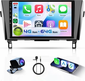 [4G 64G] Car Radio for Nissan Rogue X-Trail Qashqai 2014-2018 with Bluetooth GPS Wireless Carplay Android Auto, Hodozzy 10.1" Touch Screen Radio with WiFi FM/RDS Radio, DSP/USB/SWC, Camera