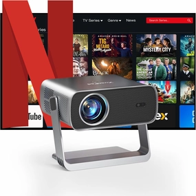 [Netflix Officially & AI-Auto Focus] Projector with WiFi and Bluetooth, XuanPad Full HD 1080P Portable Projector, 210° Rotatable Stand, Auto Keystone, Dust Removal and Heat Dissipation Design
