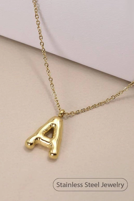 "A" Bubble Letter Necklace