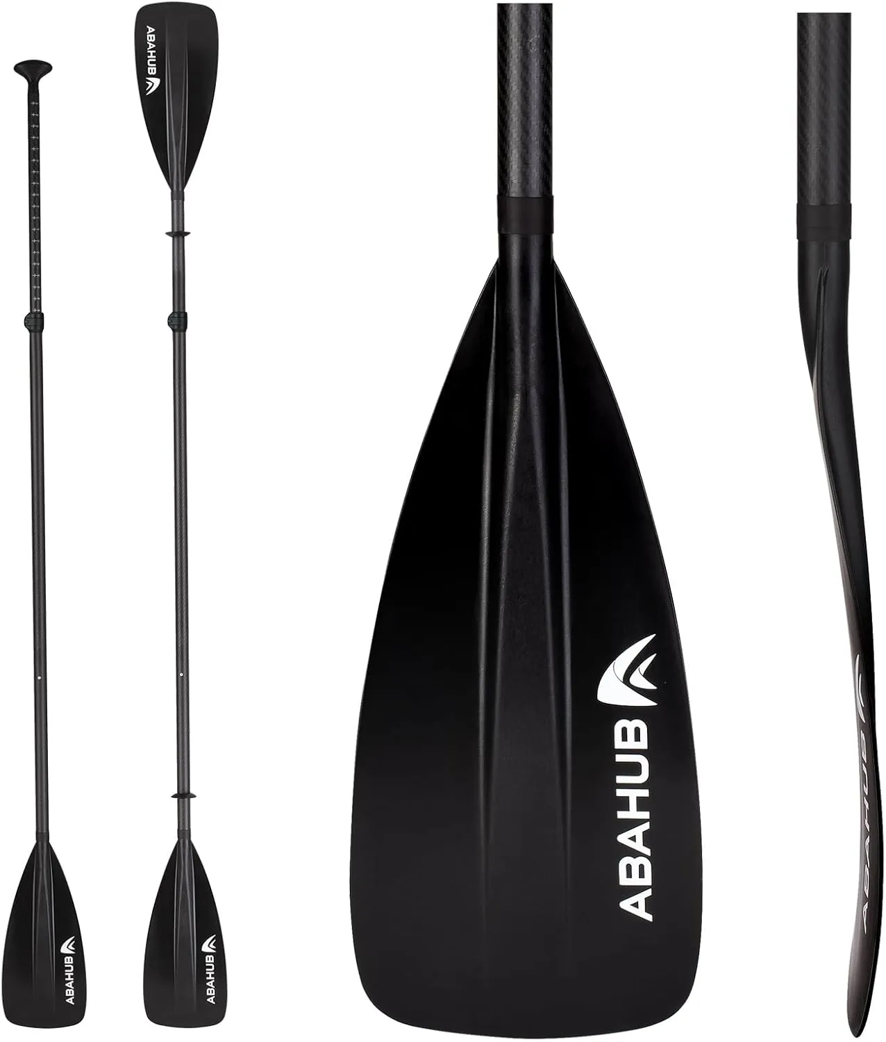 Abahub 1 x 4 Section Carbon SUP Paddle/Kayak Oar, Adjustable Stand up Paddleboard Paddles, Lightweight Carbon Shaft Black/Blue/Green/Gray/Orange/Red Plastic Blade