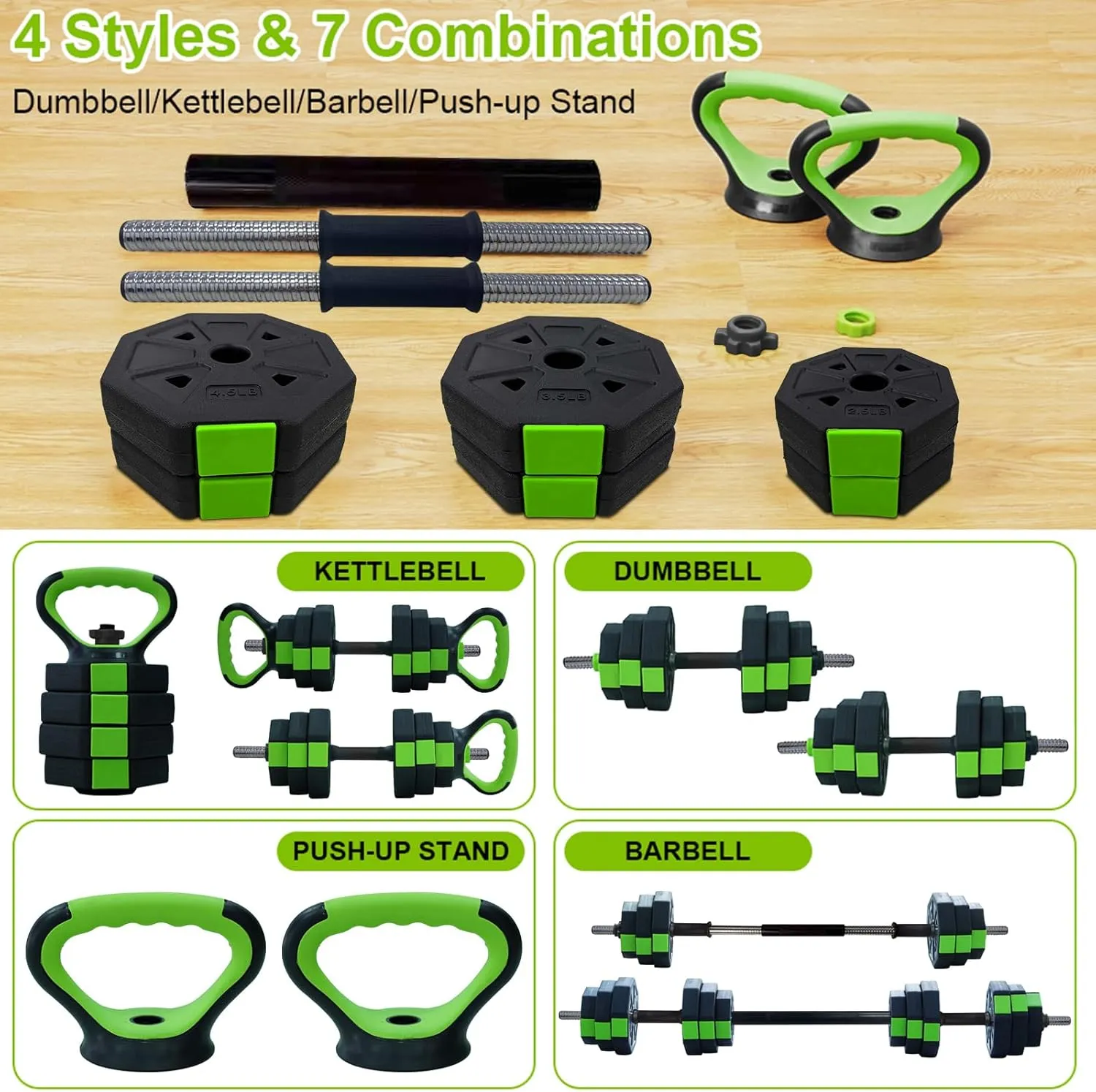 Adjustable Dumbbell Set, 30/44 Lbs Adjustable Weight Set With Iron Handle for Home Gym