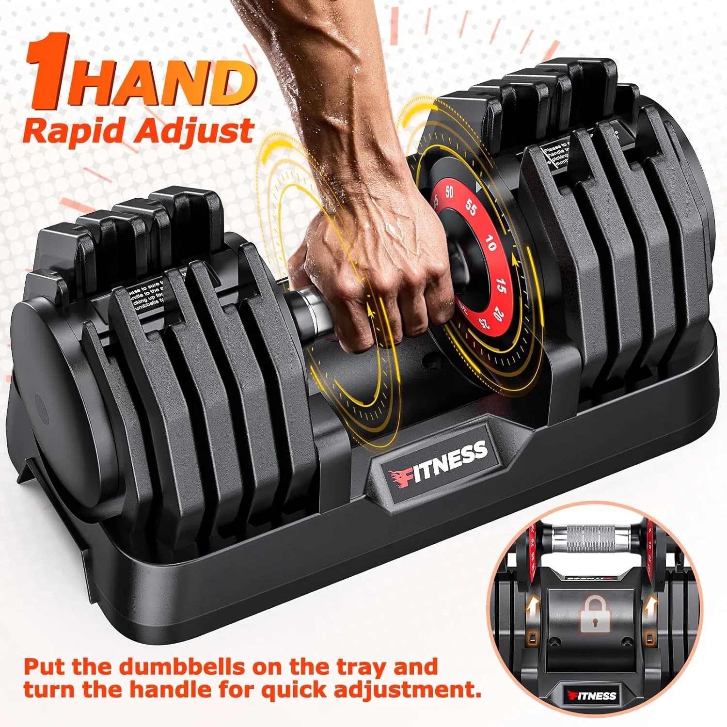 Adjustable Dumbbells Set of 2, 1-Sec Adjustable Weights Dumbbells Set, 5 in 1 Free Dumbbell with Anti-Slip Texture Handle, Weight Set For Home Gym Suit both Men and Women