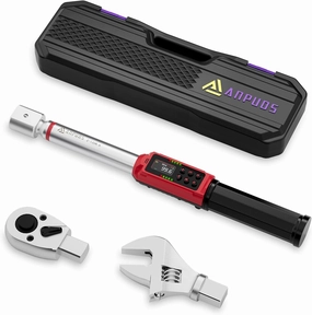 Adjustable Digital Torque Wrench, 1.5-99.6 Ft.lb/2-135 Nm, Hvac Torque Wrench with 45mm Jaw, 1/2 Drive Ratchet, ±1% Accuracy, Vibration, Buzzer and LED Indicator for Split AC, Moto, Car