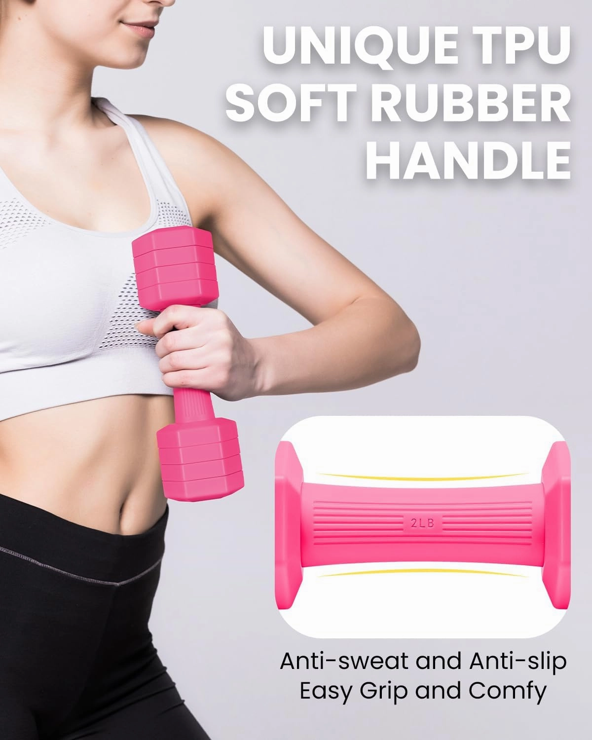 Adjustable Dumbbells Set, 4 in 1 Hand Weights Set for Women Men 10 LB/12 LB Dumbbell Pair Each 2lbs 3lbs 4lbs 5lbs Weights Dumbbell Set with TPU Soft Rubber Handle for Home Gym Exercise Fitness