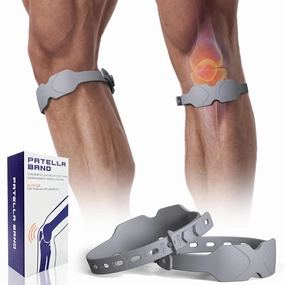 Adjustable Patella Band - Silicone Knee Patellar Tendon Support Strap for Tendonitis Jumpers Pain Relief - 2 Pack Knee Brace for Men & Women - Knee Band Stabilizer for Running Sports Basketball Hiking (Gray)