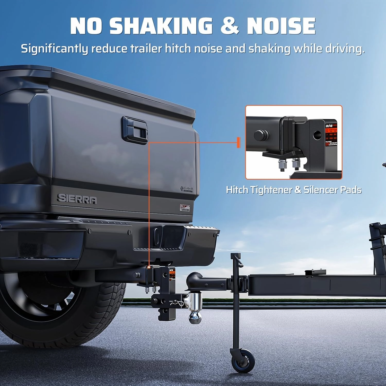 Adjustable Trailer Hitch with Hitch Tightener, Fits 2 Inch Receiver Heavy Duty Aluminum Tow Hitches with 6 Inch Drop/Rise for Truck 12,500 LBS GTW, Double Anti-Theft Locking Hitch Pins