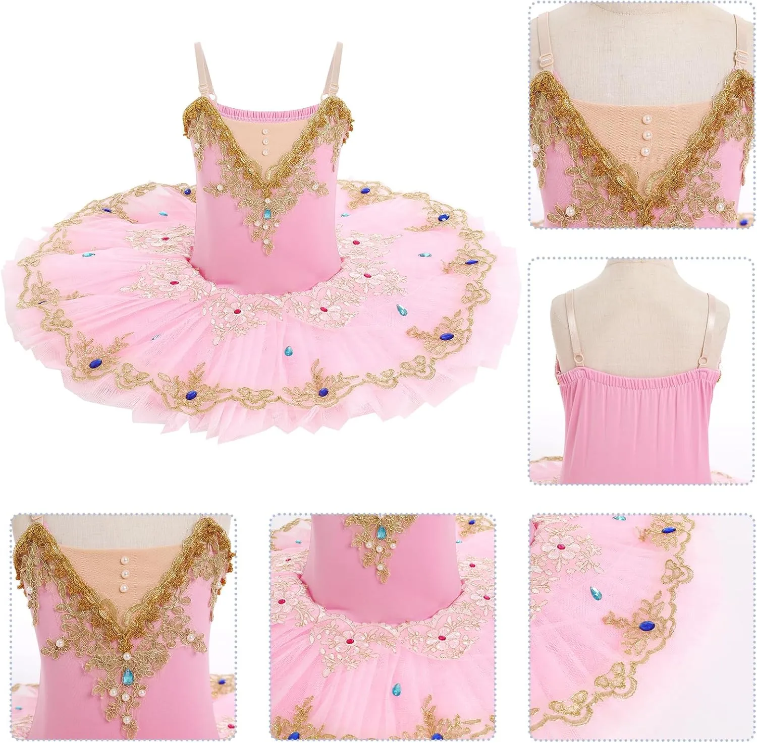 AFAVOM Girls Camisole Skirt Leotard Swan Lake Ballet Dance Outfit Sequin Platter Tutu Dress Ballerina Costume for Performance