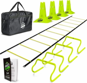 Agility Ladder Speed Training Equipment Includes 5 Speed Hurdles Agility Speed Ladder, Jump Rope, Cones, Soccer Training Equipment for Kids - Football Training Equipment
