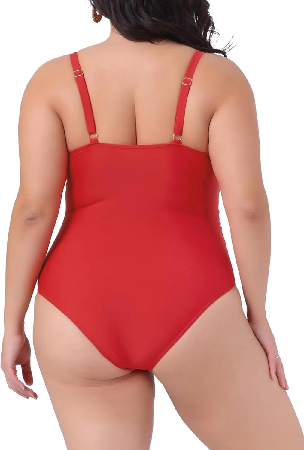 Agnes Orinda Plus Size Bikini for Women One Piece Bathing Suit Ruched Padded Slimming Swimsuit Swimwear