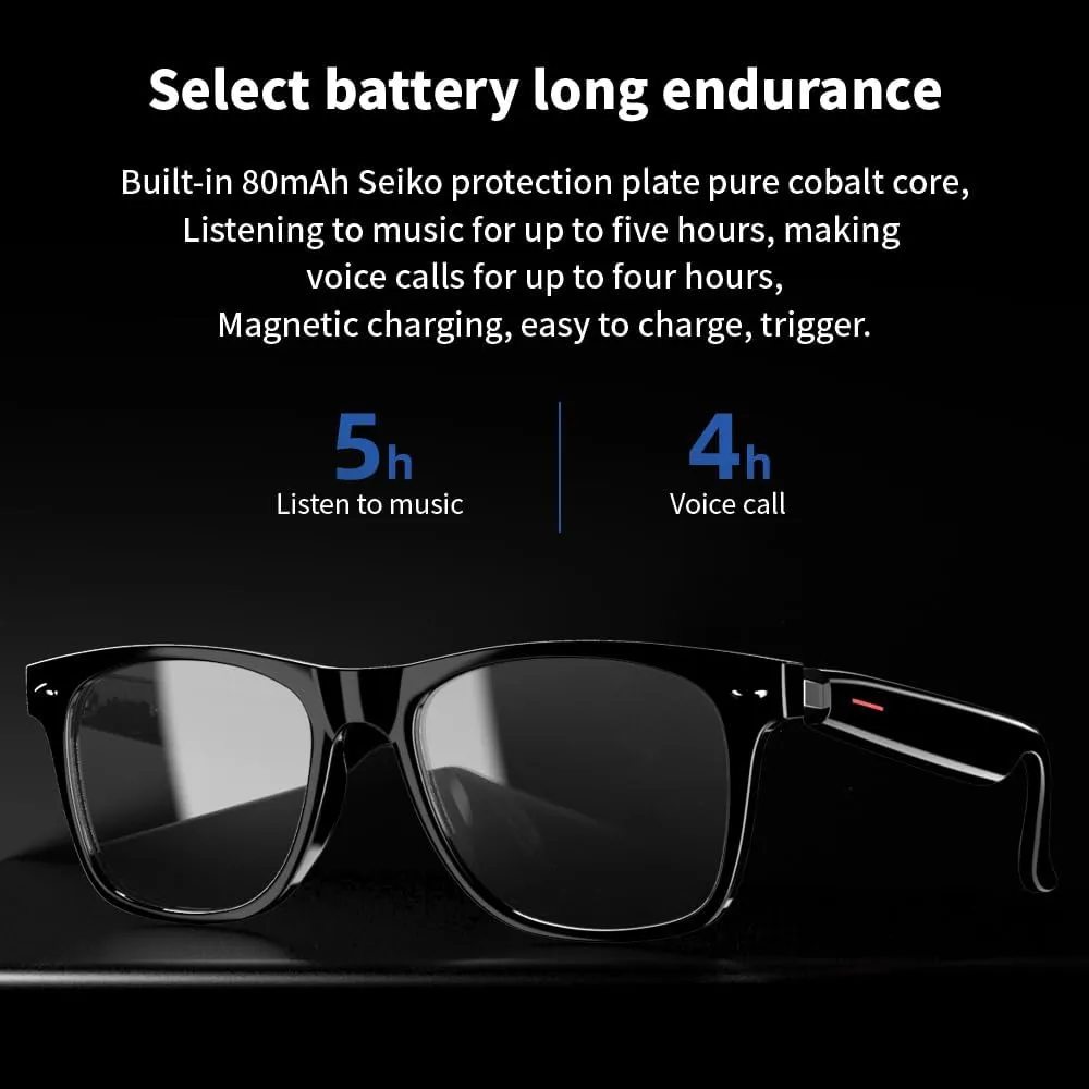 Ai Smart Translation Glasses Simultaneous Interpretation Glasses and Headphones, Bluetooth Language Translator for Men& Women-E13 Black