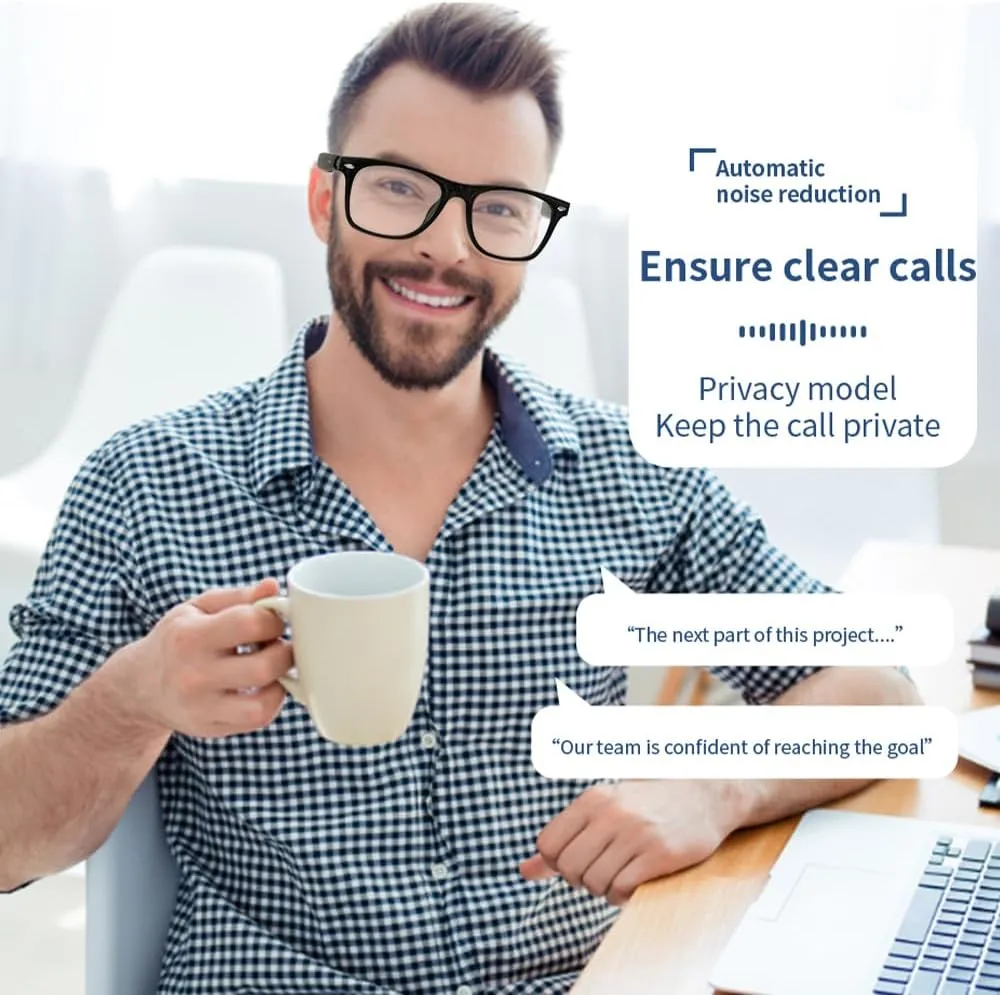 Ai Smart Translation Glasses Simultaneous Interpretation Glasses and Headphones, Bluetooth Language Translator for Men& Women-E13 Black