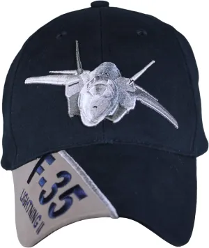 Air Force USAF 'F-35 Lightning II' Embroidered Ball Cap,Navy Blue,Adjustable