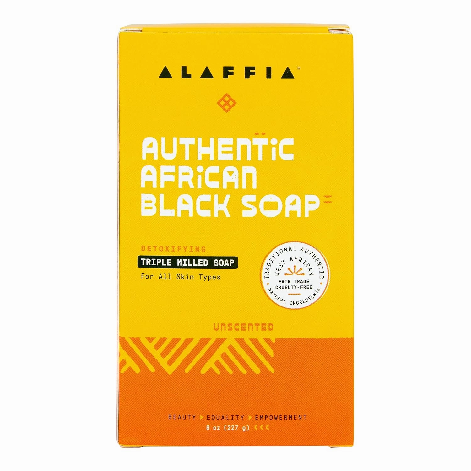 Alaffia Authentic African Black Soap, Unscented, 2-Pack – Detoxifying, Multi-Purpose Triple-Milled Body Soap with Shea Butter for Soft, Hydrated Skin, 8 Oz Ea