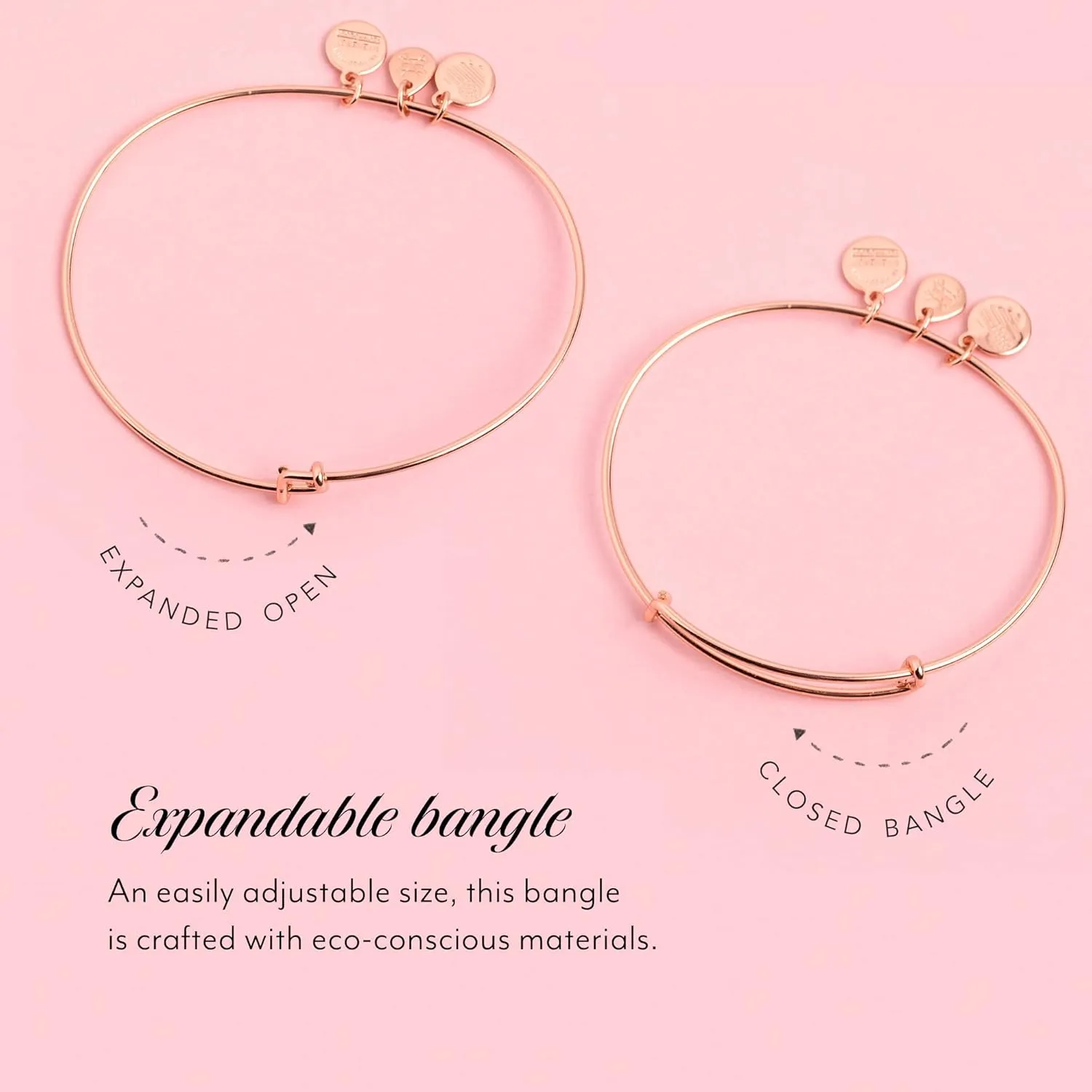 Alex and Ani Expandable Bangle for Women, Initials A to Z Letter Charms, Shiny Finish, 2 to 3.5 in