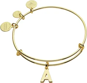 Alex and Ani Expandable Bangle for Women, Initials A to Z Letter Charms, Shiny Finish, 2 to 3.5 in
