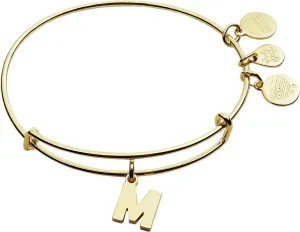 Alex and Ani Expandable Bangle for Women, Initials A to Z Letter Charms, Shiny Finish, 2 to 3.5 in