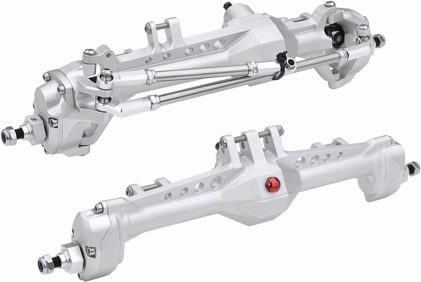 Aluminum Front and Rear Portal Axle Complete Set for 1/10 RC Crawler Vanquish VS4-10 Phoenix F10 Chassis DIY Upgrade Parts (Silver Front Rear)