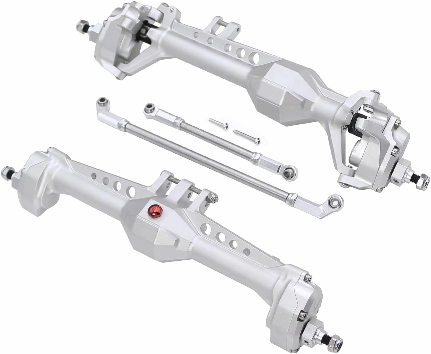 Aluminum Front and Rear Portal Axle Complete Set for 1/10 RC Crawler Vanquish VS4-10 Phoenix F10 Chassis DIY Upgrade Parts (Silver Front Rear)
