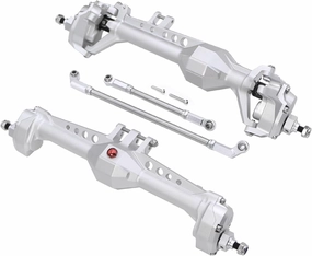 Aluminum Front and Rear Portal Axle Complete Set for 1/10 RC Crawler Vanquish VS4-10 Phoenix F10 Chassis DIY Upgrade Parts (Silver Front Rear)