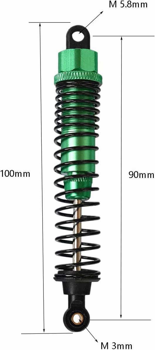 Aluminum RC Shock Absorber 100mm For 1/10 tamiya Hpi Hsp Axial Tamiya Buggy truck Car Oiled Type Adjustable upgraded part 4pcs/set（Green）