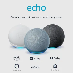 Amazon Echo (newest model), Alexa speaker with premium sound, Ideal for large bedrooms, living rooms and kitchens, Twilight Blue