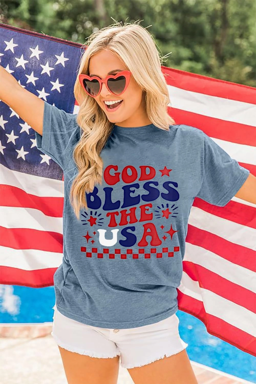 American Flag Graphic Tees for Women 4th of July Patriotic Shirts Cute Sunflower Short Sleeve Tops