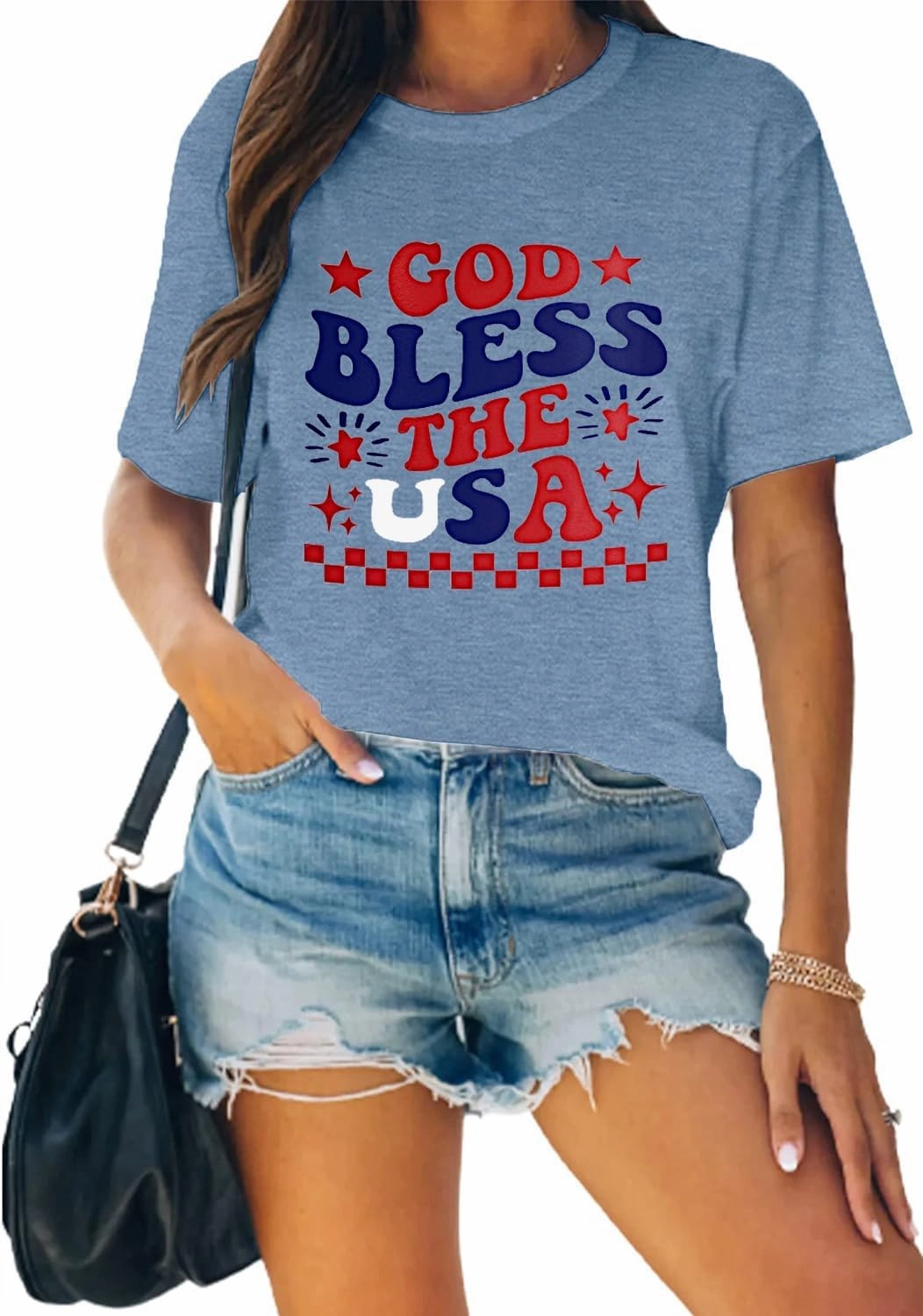 American Flag Graphic Tees for Women 4th of July Patriotic Shirts Cute Sunflower Short Sleeve Tops