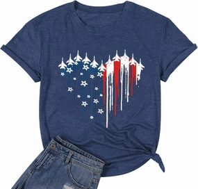 American Flag Graphic Tees for Women 4th of July Patriotic Shirts Cute Sunflower Short Sleeve Tops