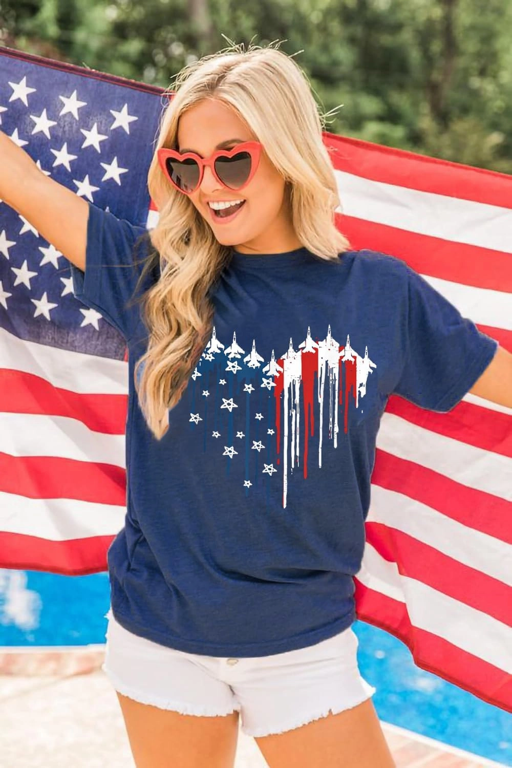 American Flag Graphic Tees for Women 4th of July Patriotic Shirts Cute Sunflower Short Sleeve Tops