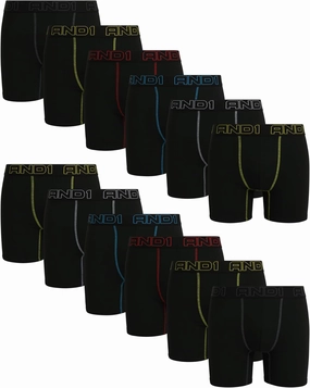 AND1 Men's Underwear Boxer Briefs - 12 Pack Sport Performance Compression Boxers for Men with Functional Fly Pouch (S-3XL)