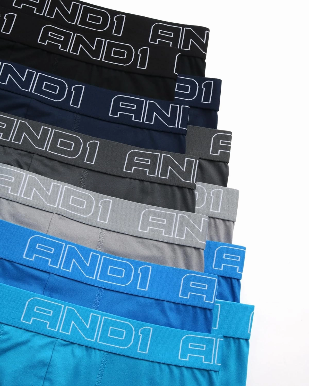 AND1 Men's Underwear Boxer Briefs - 12 Pack Sport Performance Compression Boxers for Men with Functional Fly Pouch (S-3XL)