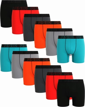 AND1 Men's Underwear Boxer Briefs - 12 Pack Sport Performance Compression Boxers for Men with Functional Fly Pouch (S-3XL)