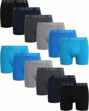 AND1 Men's Underwear Boxer Briefs - 12 Pack Sport Performance Compression Boxers for Men with Functional Fly Pouch (S-3XL)