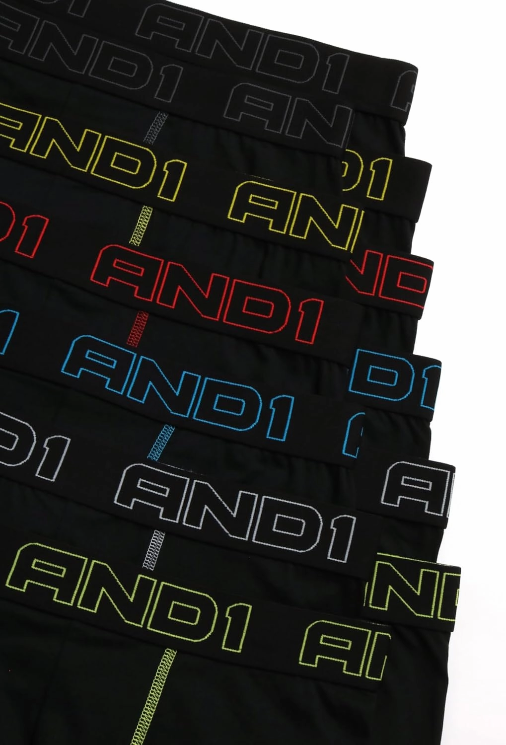 AND1 Men's Underwear Boxer Briefs - 12 Pack Sport Performance Compression Boxers for Men with Functional Fly Pouch (S-3XL)