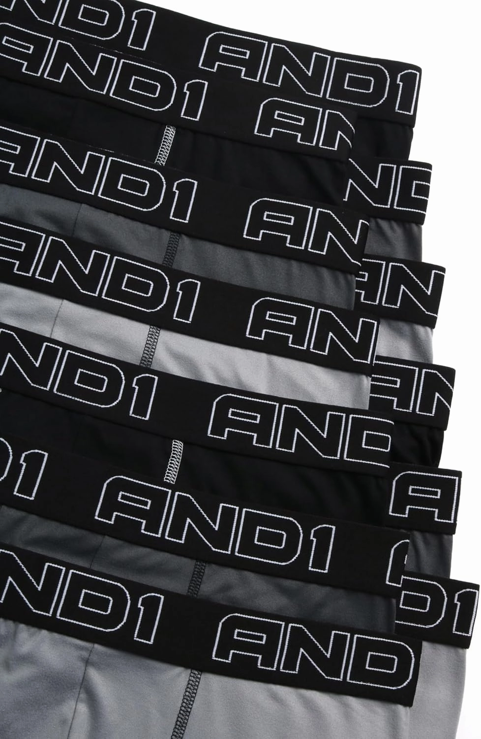 AND1 Men's Underwear Boxer Briefs - 12 Pack Sport Performance Compression Boxers for Men with Functional Fly Pouch (S-3XL)