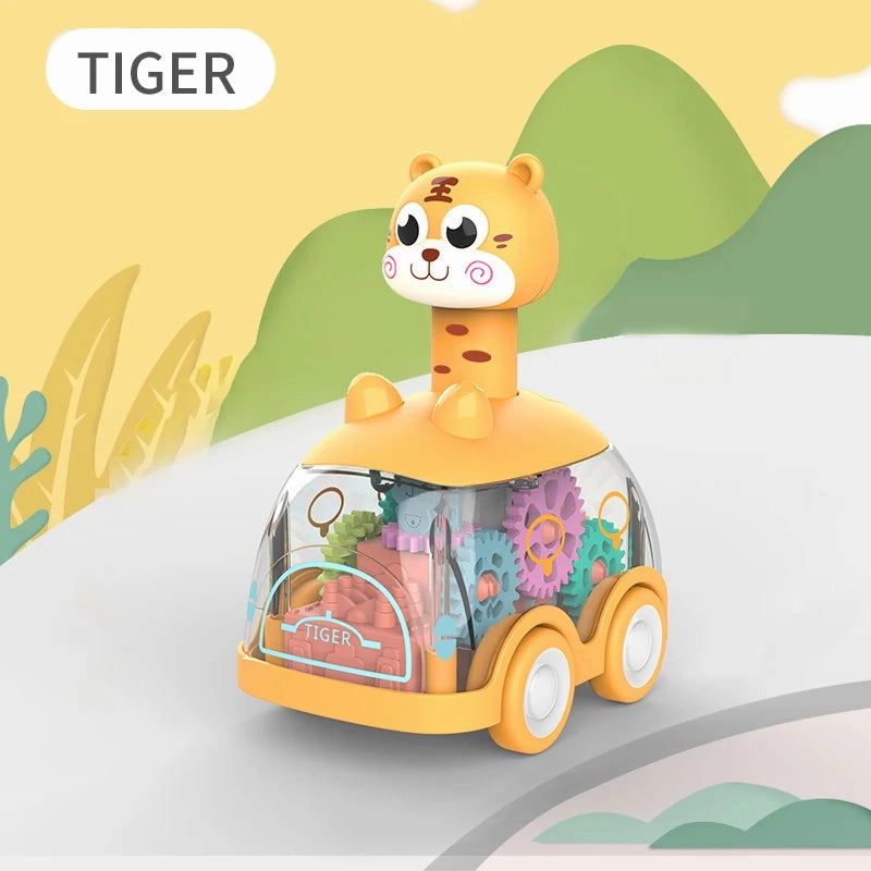 Animal Press Gear Car Children's Toy Car Pull Back Children Inertial Car Puzzle Animals Car Gift for Kids