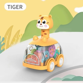 Animal Press Gear Car Children's Toy Car Pull Back Children Inertial Car Puzzle Animals Car Gift for Kids