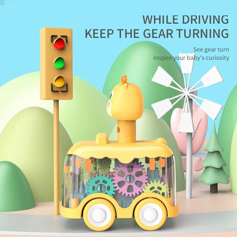 Animal Press Gear Car Children's Toy Car Pull Back Children Inertial Car Puzzle Animals Car Gift for Kids