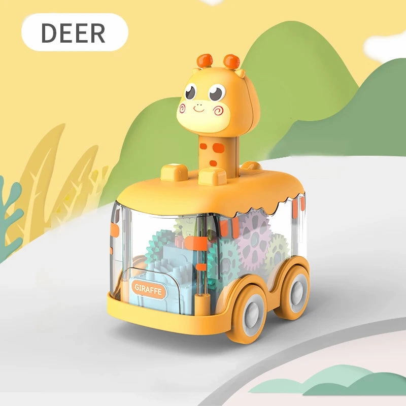 Animal Press Gear Car Children's Toy Car Pull Back Children Inertial Car Puzzle Animals Car Gift for Kids