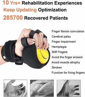 Anti-Spasticity Ball Splint, 2 in 1 Hand Splint for Stroke Hemiplegia Rehabilitation Finger Training Equipment Finger Wrist Hand Orthosis With Ball